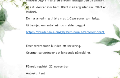 Avslutningshøytidelighet for master Avslutningshøytidelighet for master