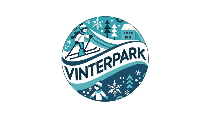 Bilde av Vinterpark logoen i blått og hvitt.