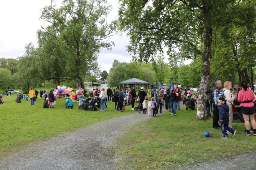 En park full av mennesker.
