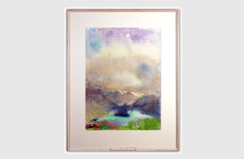 Skapelsen, 5 av 27 Drømmende maleri av Merete Helland Hansen Skogseth. Viser et abstrakt drømme-landskap.