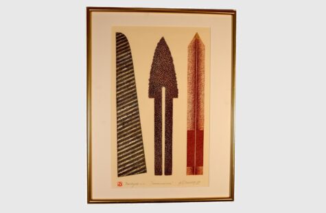 Sammensurium Kunstner: Arnhold Dahlslett (1988)
Dette er en grafisk etsning på 66 x 62 cm
Plassert i korridor i mellombygg 3. etasje