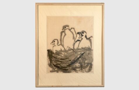 Skapelsen, 16 av 27 Bilde av et maleri der tre små fugleunger tilsynelatende ber om mat.