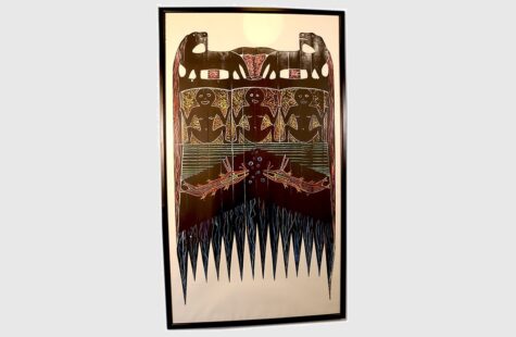 Uten tittel (s. 18) Håndkolorert tresnitt trykket på utskåret treplate av Bjørg Svinsholt.