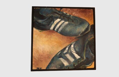 Uten tittel (s. 10) Maleri av fotballsko i akryl
33 x 32 cm